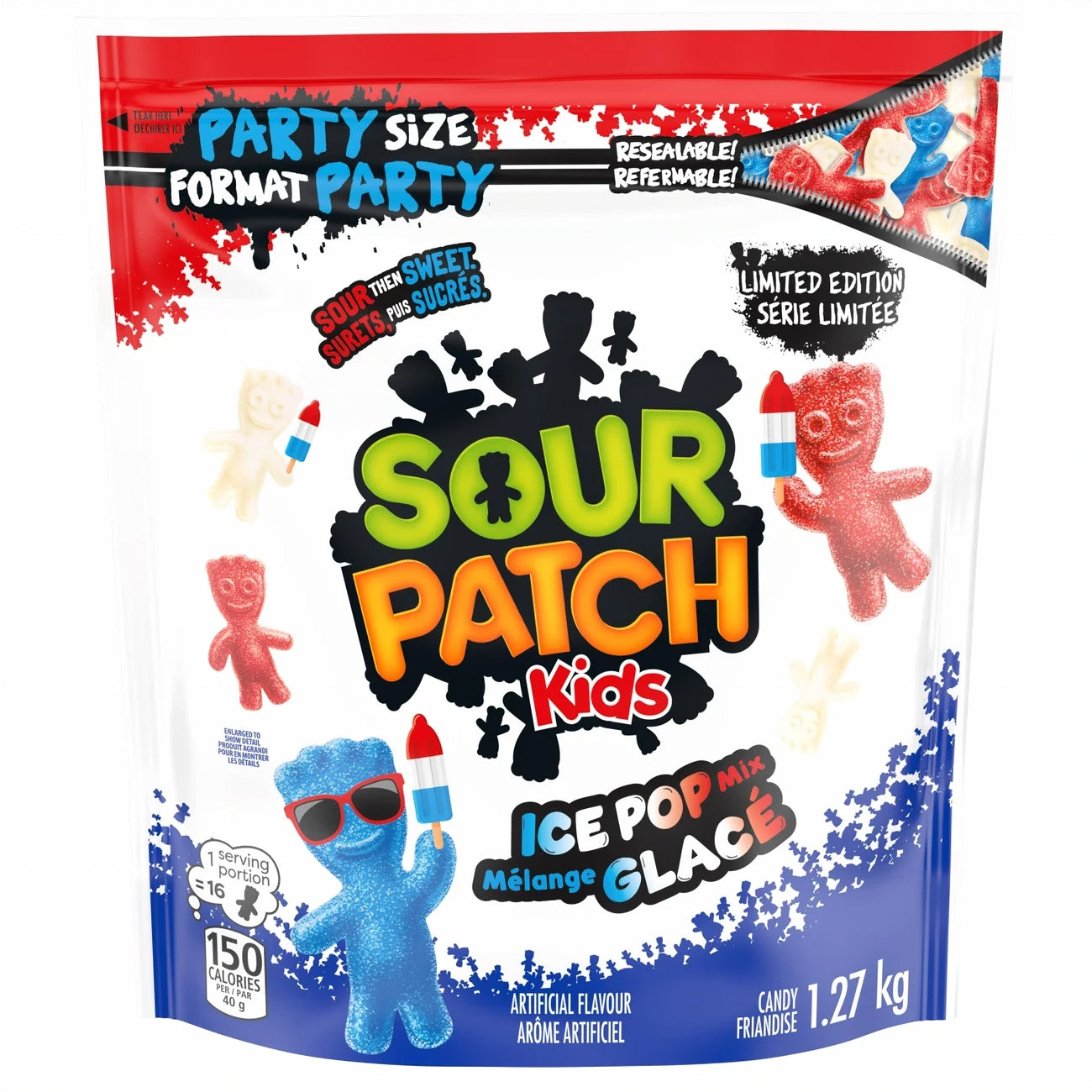 Sour Patch Kids ICE POP MIX Gummy Candy, 1.27kg/44.8 oz
